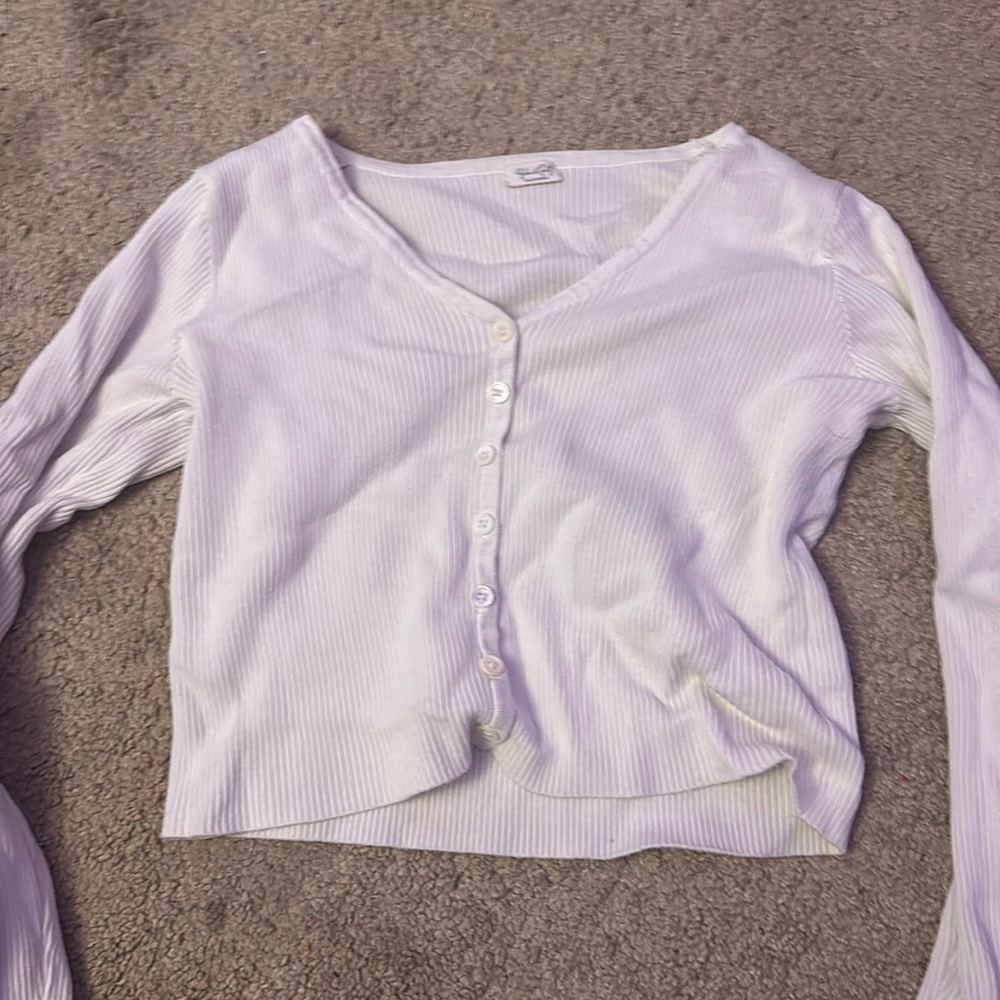 Long sleeve white crop top, Size Medium